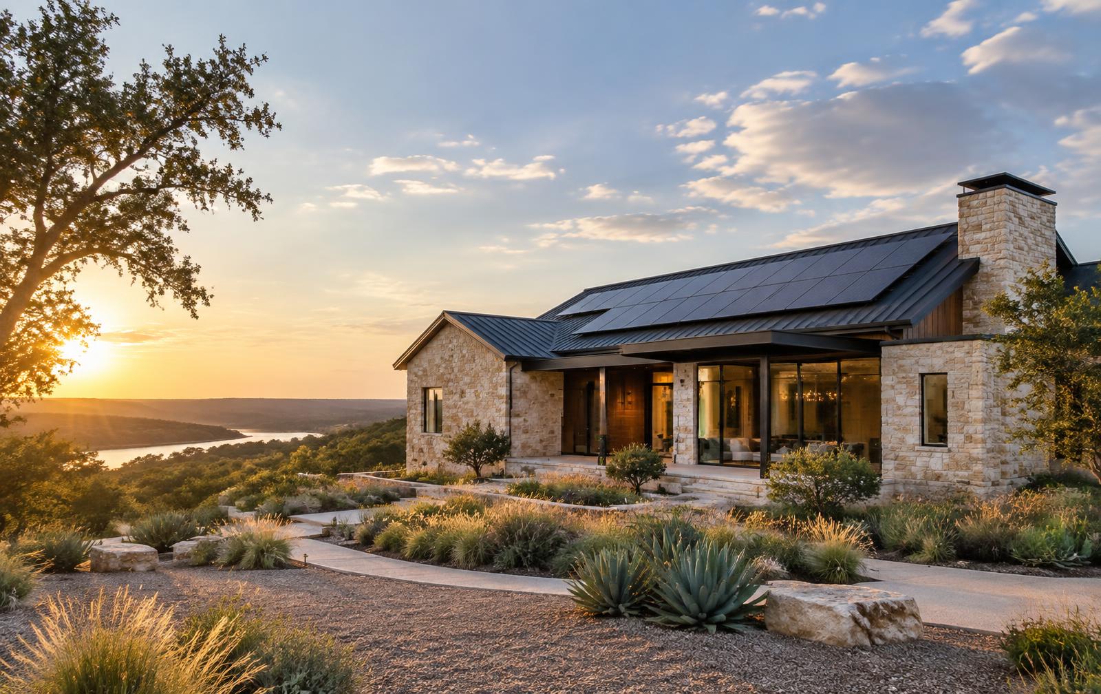 Texas home with rooftop solar panels